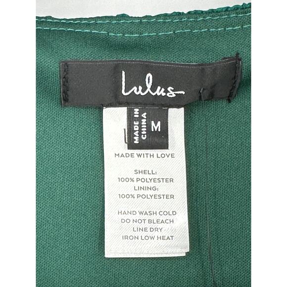 Lulus New! Green Satin Plisse Long Sleeve Blouse Ruched V-Neck Holidays Formal M - Picture 3 of 6